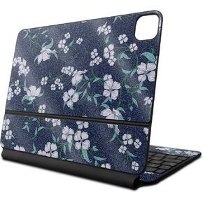 Glossy Glitter Skin Compatible with Apple Magic Keyboard for iPad Pro 13‑inch (M4) 2024 - White Freesia - Premium 3M Vinyl Protective Decal Cover - Easy to Apply | Crafted in The USA by MightySkins