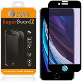 For iPhone SE (2nd Gen, 2020) / iPhone 8 / iPhone 7 / iPhone 6S / 6 Full Cover Screen Protector Anti Blue Light Tempered Glass [Eye Protection], SuperGuardZ, Anti-Scratch, Edge-To-Edge Protect