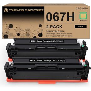 067H 067 Black Toner Cartridge Replacement for Canon 067H 067 High Capacity Toner Cartridge for Canon MF650C LBP630C Series MF653Cdw MF656Cdw LBP632Cdw MF654Cdw Printer 2-Pack Black