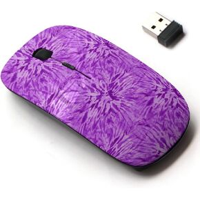 2.4G Wireless Mouse with Cute Pattern Design for All Laptops and Desktops with Nano Receiver - Tiedye Purple Color