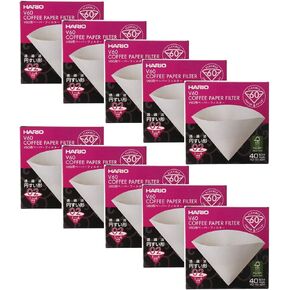 10 X Hario V60 Size 02 40-Count Boxed Coffee White Paper Filters, 10 Boxed Value Set (Total of 400 Sheets)
