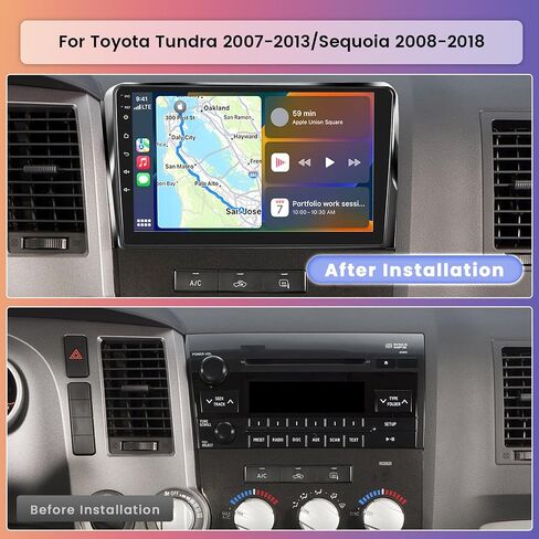 Hikity Android Car Stereo for Toyota Tundra 2007-2013/Sequoia 2008-2018 راديو 2+64GB 10.1 بوصة تعمل باللمس راديو السيارة Carplay Android Auto GPS Navigation WiFi Bluetooth FM EQ كاميرا احتياطية in Saudi Arabia