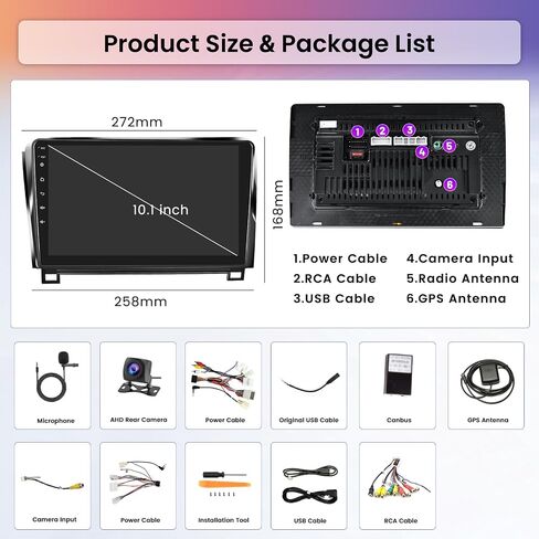 Hikity Android Car Stereo for Toyota Tundra 2007-2013/Sequoia 2008-2018 راديو 2+64GB 10.1 بوصة تعمل باللمس راديو السيارة Carplay Android Auto GPS Navigation WiFi Bluetooth FM EQ كاميرا احتياطية in Saudi Arabia
