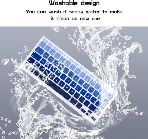 غطاء لوحة مفاتيح من السيليكون باللغة الإسبانية من HRH لجهاز MacBook Air 11.6 بوصة A1370 A1465 لوحة مفاتيح بتصميم أوروبي/ISO - أزرق متدرج in Kuwait