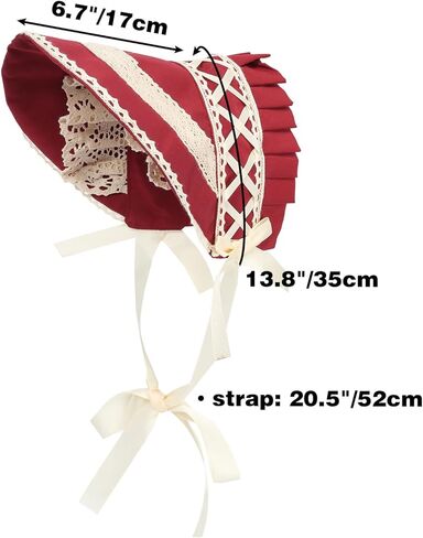 FURPHI Victorian Bonnet Colonial Pioneer Hat with Lace Tea Party Costume Sun Cap for Women in Kuwait