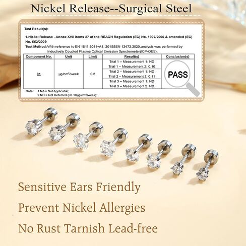 Florideco Small Tiny Stud Earrings for Women Men Stainless Steel Stud Earrings Sets CZ Heart Moon Star Flatback Earrings Cartilage Hoop Earrings in Kuwait