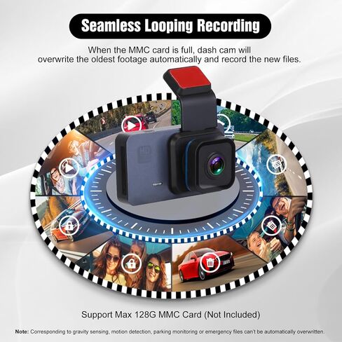 3 Channel Dash Cam Front and Rear Inside,2K QHD Dash Camera Built-in GPS,Triple Car DVR Dashcam Video Recorder with WDR, WiFi, Night Vision, G-Sensor, Loop Recording, 24H Parking Mode in Saudi Arabia