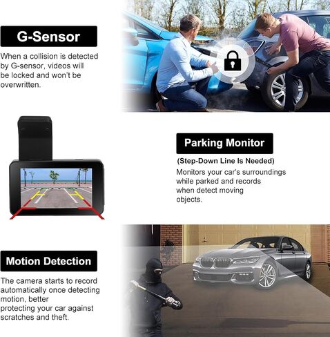 3 Channel Dash Cam Front and Rear Inside,2K QHD Dash Camera Built-in GPS,Triple Car DVR Dashcam Video Recorder with WDR, WiFi, Night Vision, G-Sensor, Loop Recording, 24H Parking Mode in Saudi Arabia