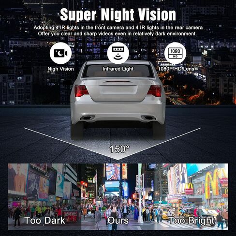 3 Channel Dash Cam Front and Rear Inside,2K QHD Dash Camera Built-in GPS,Triple Car DVR Dashcam Video Recorder with WDR, WiFi, Night Vision, G-Sensor, Loop Recording, 24H Parking Mode in Saudi Arabia