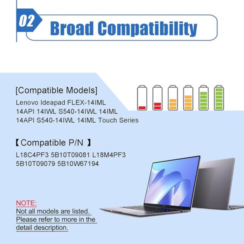 Dentsing L18C4PF3 Laptop Battery Compatible with Lenovo Ideapad C340-14API C340-14IML C340-14IWL S540-14API S540-14IML S540-14IWL Flex-14IML Flex-14IWL Series L18C4PF3 5B10T09081 L18M4PF3 L18M4PF4 in Kuwait