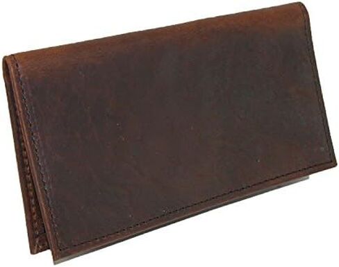Boston Leather Unisex Textured Bison Leather Checkbook Cover, Black in Saudi Arabia
