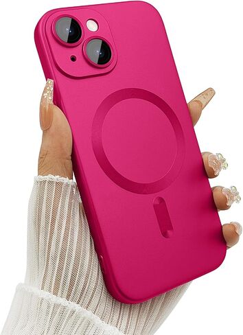 ankofave Magnetic Case for iPhone 14 Phone Case for Women/Men, Shockproof Matte Luxury Metallic Luster Design with Full Camera Lens Protector, Compatible with Magsafe Case for iPhone 14 6.1"-Wine Red in Kuwait