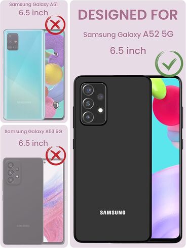 حافظة Dretal لهاتف Samsung Galaxy A52 5G، حافظة Galaxy A52، ظهر صلب تم اختباره من الدرجة العسكرية وحافة ناعمة غطاء واقٍ للنساء والفتيات + واقي شاشة من الزجاج المقوى (أرجواني) in Kuwait