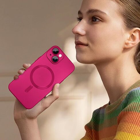 ankofave Magnetic Case for iPhone 14 Phone Case for Women/Men, Shockproof Matte Luxury Metallic Luster Design with Full Camera Lens Protector, Compatible with Magsafe Case for iPhone 14 6.1"-Wine Red in Kuwait