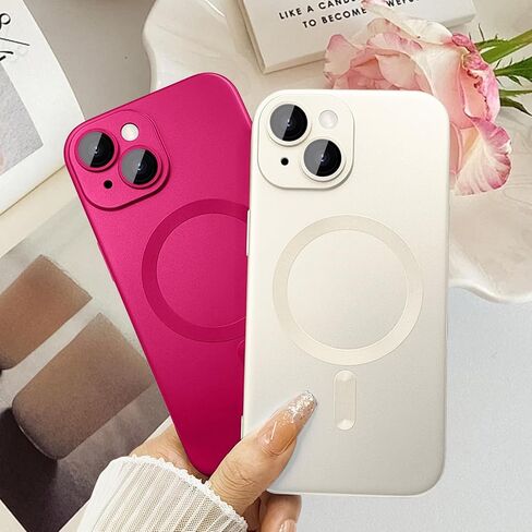 ankofave Magnetic Case for iPhone 14 Phone Case for Women/Men, Shockproof Matte Luxury Metallic Luster Design with Full Camera Lens Protector, Compatible with Magsafe Case for iPhone 14 6.1"-Wine Red in Kuwait