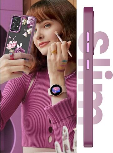 حافظة Dretal لهاتف Samsung Galaxy A52 5G، حافظة Galaxy A52، ظهر صلب تم اختباره من الدرجة العسكرية وحافة ناعمة غطاء واقٍ للنساء والفتيات + واقي شاشة من الزجاج المقوى (أرجواني) in Kuwait