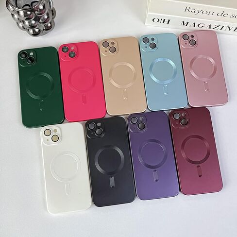 ankofave Magnetic Case for iPhone 14 Phone Case for Women/Men, Shockproof Matte Luxury Metallic Luster Design with Full Camera Lens Protector, Compatible with Magsafe Case for iPhone 14 6.1"-Wine Red in Kuwait