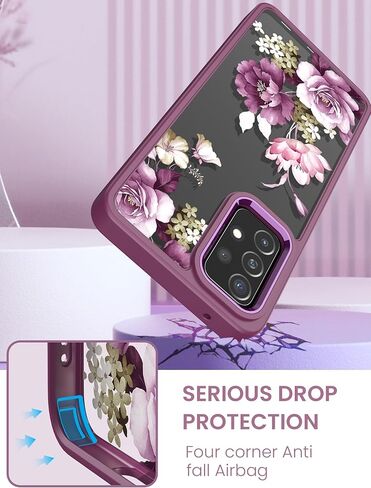 حافظة Dretal لهاتف Samsung Galaxy A52 5G، حافظة Galaxy A52، ظهر صلب تم اختباره من الدرجة العسكرية وحافة ناعمة غطاء واقٍ للنساء والفتيات + واقي شاشة من الزجاج المقوى (أرجواني) in Kuwait