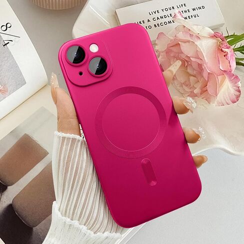 ankofave Magnetic Case for iPhone 14 Phone Case for Women/Men, Shockproof Matte Luxury Metallic Luster Design with Full Camera Lens Protector, Compatible with Magsafe Case for iPhone 14 6.1"-Wine Red in Kuwait