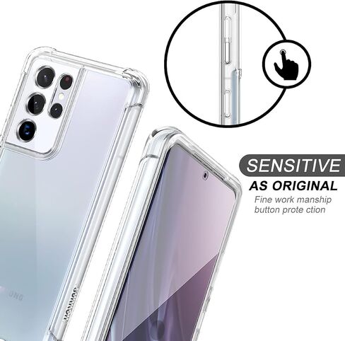 SURITCH for Samsung Galaxy S21 Ultra Clear Case 6.8" (Only), [Built-in Screen Protector] Full Body Protective Hard Shell+Soft TPU Phone Case for Samsung S21 Ultra -(Full Clear) in Kuwait