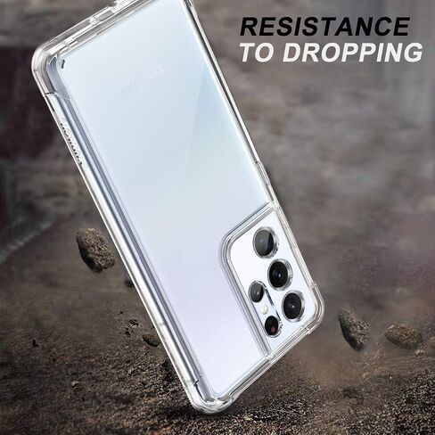 SURITCH for Samsung Galaxy S21 Ultra Clear Case 6.8" (Only), [Built-in Screen Protector] Full Body Protective Hard Shell+Soft TPU Phone Case for Samsung S21 Ultra -(Full Clear) in Kuwait
