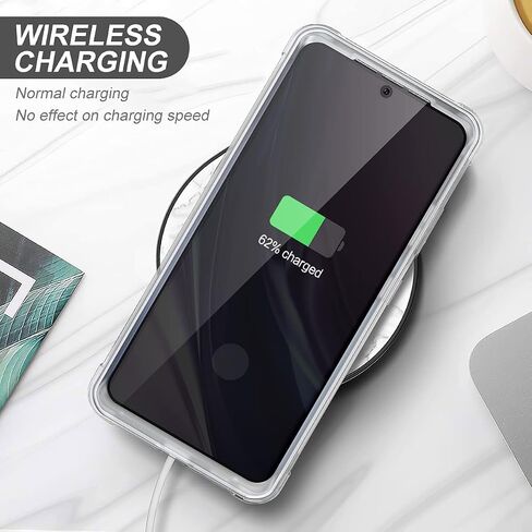 SURITCH for Samsung Galaxy S21 Ultra Clear Case 6.8" (Only), [Built-in Screen Protector] Full Body Protective Hard Shell+Soft TPU Phone Case for Samsung S21 Ultra -(Full Clear) in Kuwait