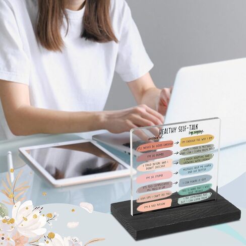 Note to Self Decor Sign, Mental Health Therapy Office Motivational Decor Gifts for Women Men Employees Coworkers School Psychologist Counselor Negative Thoughts Decorative Signs Plaques GXX60 in Kuwait