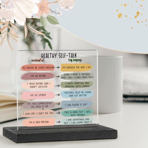 Note to Self Decor Sign, Mental Health Therapy Office Motivational Decor Gifts for Women Men Employees Coworkers School Psychologist Counselor Negative Thoughts Decorative Signs Plaques GXX60 in Kuwait
