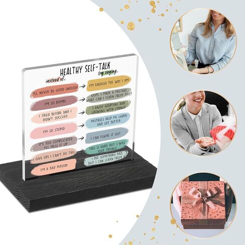 Note to Self Decor Sign, Mental Health Therapy Office Motivational Decor Gifts for Women Men Employees Coworkers School Psychologist Counselor Negative Thoughts Decorative Signs Plaques GXX60 in Kuwait