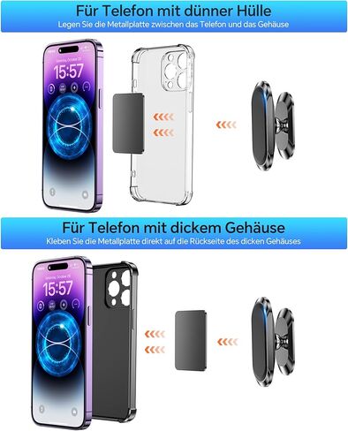 【عبوة من قطعتين】حامل هاتف مغناطيسي للوحة قيادة السيارة [مغناطيس فائق] [ 4 لوحات معدنية] حامل سيارة لهاتف iphone حامل مغناطيسي للسيارة للهاتف الخلوي، [دوران 360 درجة] حامل مغناطيسي عالمي للوحة القيادة in Kuwait