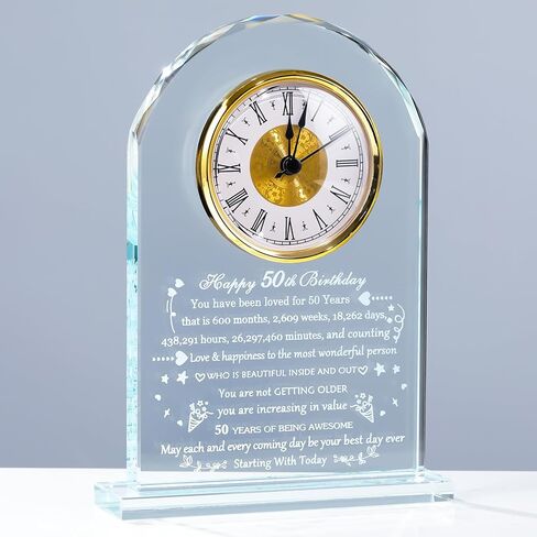 90th Birthday Clock Gifts for Women Men, Birthday Gifts Glass Clock Gifts for 90 Years Old (Battery not Included (90th Birthday) in Kuwait