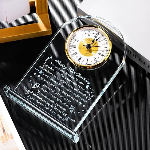 90th Birthday Clock Gifts for Women Men, Birthday Gifts Glass Clock Gifts for 90 Years Old (Battery not Included (90th Birthday) in Kuwait