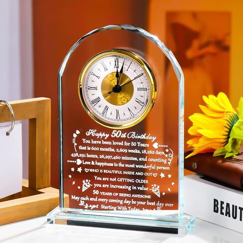 90th Birthday Clock Gifts for Women Men, Birthday Gifts Glass Clock Gifts for 90 Years Old (Battery not Included (90th Birthday) in Kuwait