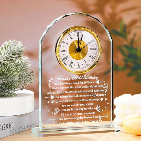 90th Birthday Clock Gifts for Women Men, Birthday Gifts Glass Clock Gifts for 90 Years Old (Battery not Included (90th Birthday) in Kuwait
