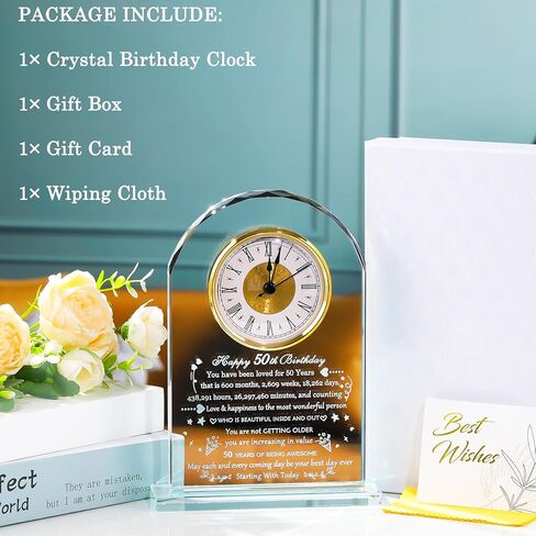 90th Birthday Clock Gifts for Women Men, Birthday Gifts Glass Clock Gifts for 90 Years Old (Battery not Included (90th Birthday) in Kuwait