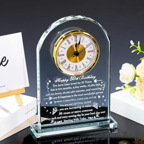 90th Birthday Clock Gifts for Women Men, Birthday Gifts Glass Clock Gifts for 90 Years Old (Battery not Included (90th Birthday) in Kuwait