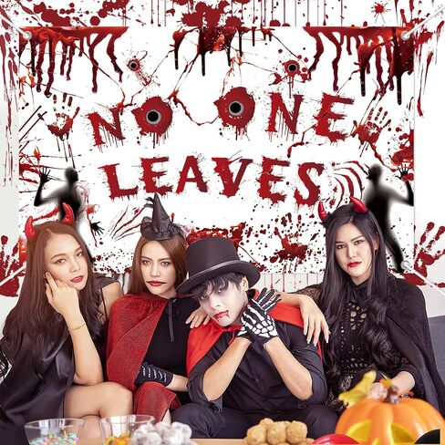 Halloween Backdrop No One Leaves Tapestry, Scary Wall Decor for Party Decorations, 71x45 Inch | Halloween Decorations Indoor for Bedroom | Horror Handprints Happy Halloween Background in Saudi Arabia
