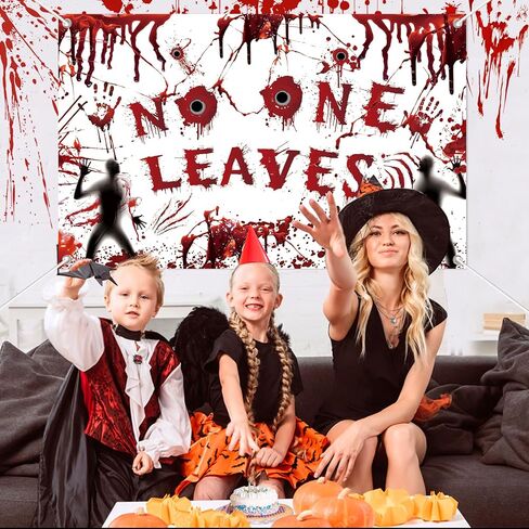 Halloween Backdrop No One Leaves Tapestry, Scary Wall Decor for Party Decorations, 71x45 Inch | Halloween Decorations Indoor for Bedroom | Horror Handprints Happy Halloween Background in Saudi Arabia