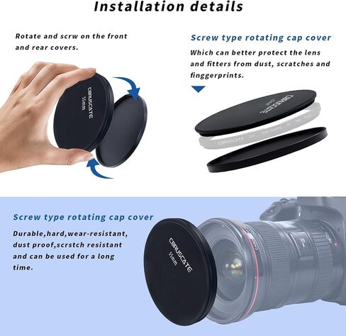 40.5mm Metal Filter Cap,Metal Lens Cap,Compatible with All Any 40.5mm with Camera Thread Lens and 40.5mm ND,CPL,UV Filter Accessory.(Metal Front Cover+Metal Rear Cover)+Lens Cleaning Cloth in Saudi Arabia