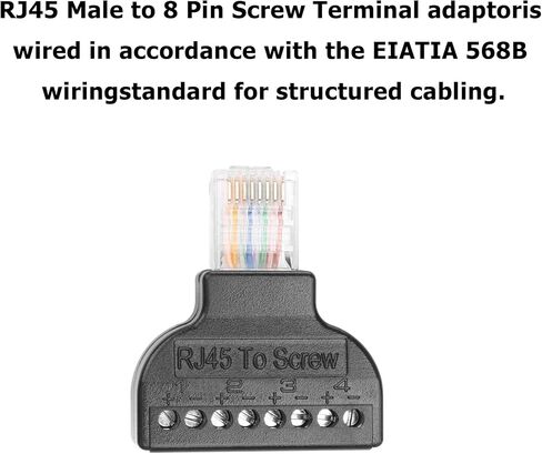 YAODHAOD RJ45 Screw Terminal Adaptor Connector, RJ45 Ethernet 8p8c Male to 8 Pin AV Terminal Screw Adapter Converter Block Plug for CCTV, Cat5, Cat6 (2PCS) (RJ45 Male) in Kuwait