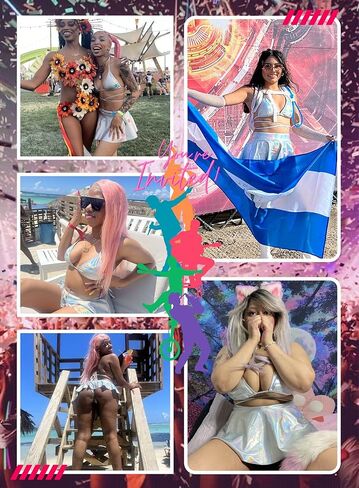 Rave Outfits for Women - Sexy Music Festival Metallic Holographic Strappy Bikini Top Bottom Beach Skirt 3 Piece Set in Kuwait