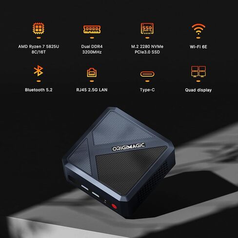 N1 Mini PC، AMD Ryzen 7 5825U(8C/16T، حتى 4.5 جيجا هرتز)، أجهزة كمبيوتر صغيرة 16 جيجابايت DDR4 RAM 512 جيجابايت M.2 NVMe SSD، تدعم شاشة رباعية 4K/WiFi 6E/BT5.2/2.5G LAN/Dual USB- C(البيانات/PD3.0/DP)، المنزل/المكتب in Saudi Arabia