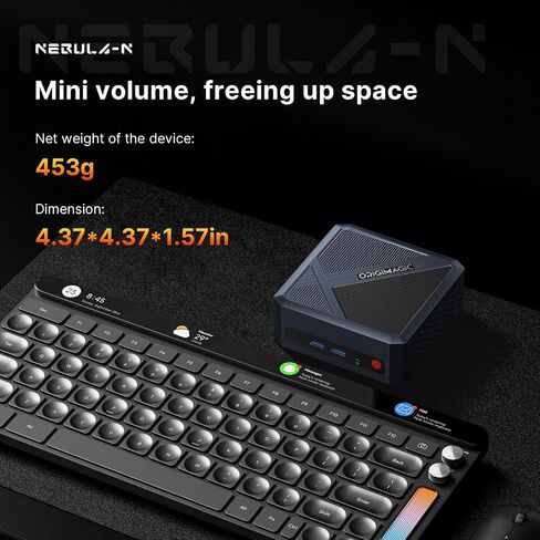N1 Mini PC، AMD Ryzen 7 5825U(8C/16T، حتى 4.5 جيجا هرتز)، أجهزة كمبيوتر صغيرة 16 جيجابايت DDR4 RAM 512 جيجابايت M.2 NVMe SSD، تدعم شاشة رباعية 4K/WiFi 6E/BT5.2/2.5G LAN/Dual USB- C(البيانات/PD3.0/DP)، المنزل/المكتب in Saudi Arabia