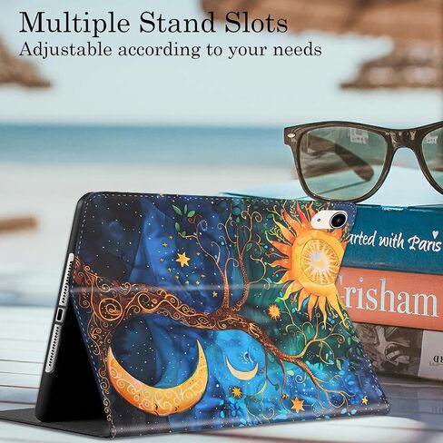 Case for iPad 10th Generation 2022 10.9 Inch, Multi-Angle PU Leather Holder Cover with Automatic Sleep/Wake Function for iPad 10th Gen 10.9 inch 2022, Sun Moon Stars in Saudi Arabia