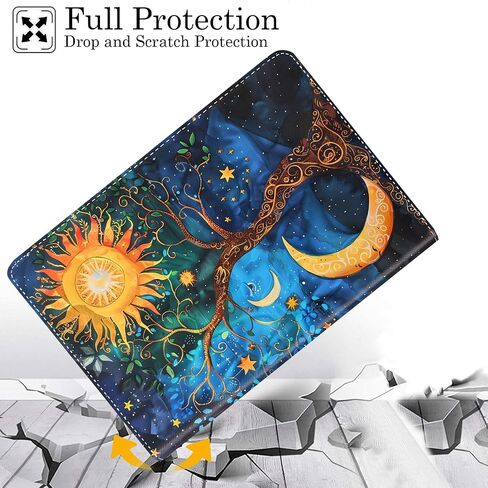 Case for iPad 10th Generation 2022 10.9 Inch, Multi-Angle PU Leather Holder Cover with Automatic Sleep/Wake Function for iPad 10th Gen 10.9 inch 2022, Sun Moon Stars in Saudi Arabia