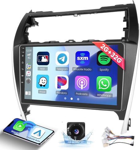 ستيريو سيارة 2+32 جيجابايت أندرويد 13 لسيارة تويوتا كامري ستيريو 2012-2014 مع Carplay Android Auto، Hikity 10.1 بوصة تعمل باللمس راديو السيارة مع نظام ملاحة GPS بلوتوث FM RDS كاميرا احتياطية in Saudi Arabia