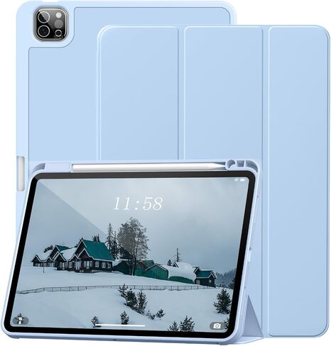 Case for iPad Pro 11, iPad Pro 11 inch Case with Pencil Holder, Soft Silicone Protective Case for iPad Pro 11 4th/3rd/2nd Generation 2022/2021/2020, Supports Pencil 2 Charging, Black in Saudi Arabia