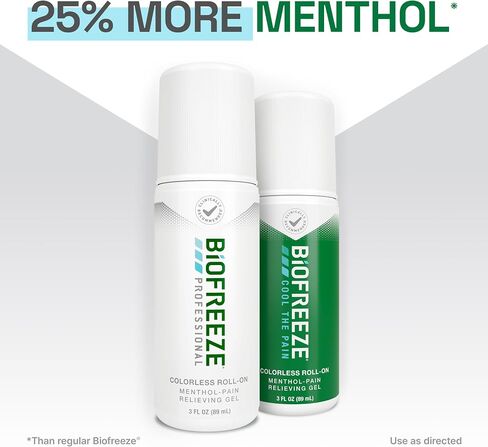 Biofreeze Professional Menthol Roll-On Pain-Relieving Gel 3 FL OZ, Cololess Topical Pain Reliever For Muscles And Joints From Arthritis, Backache, Strains, Bruises, & Sprains (Package May Vary) in Saudi Arabia