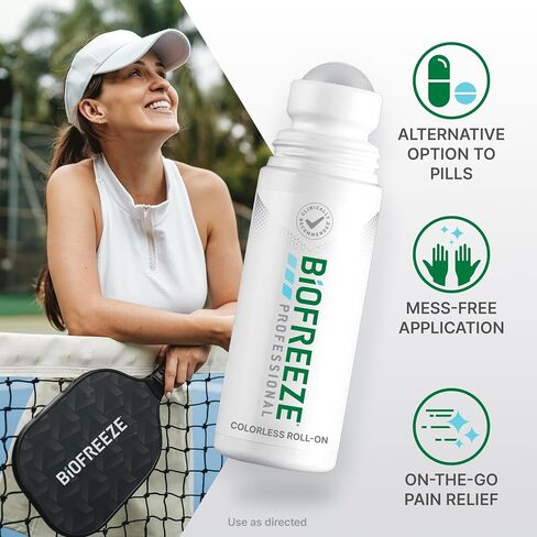 Biofreeze Professional Menthol Roll-On Pain-Relieving Gel 3 FL OZ, Cololess Topical Pain Reliever For Muscles And Joints From Arthritis, Backache, Strains, Bruises, & Sprains (Package May Vary) in Saudi Arabia