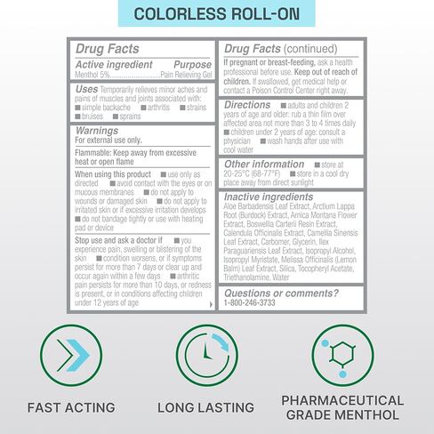 Biofreeze Professional Menthol Roll-On Pain-Relieving Gel 3 FL OZ, Cololess Topical Pain Reliever For Muscles And Joints From Arthritis, Backache, Strains, Bruises, & Sprains (Package May Vary) in Saudi Arabia
